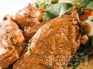 Рецепта Мариновани пилешки филенца с рукола